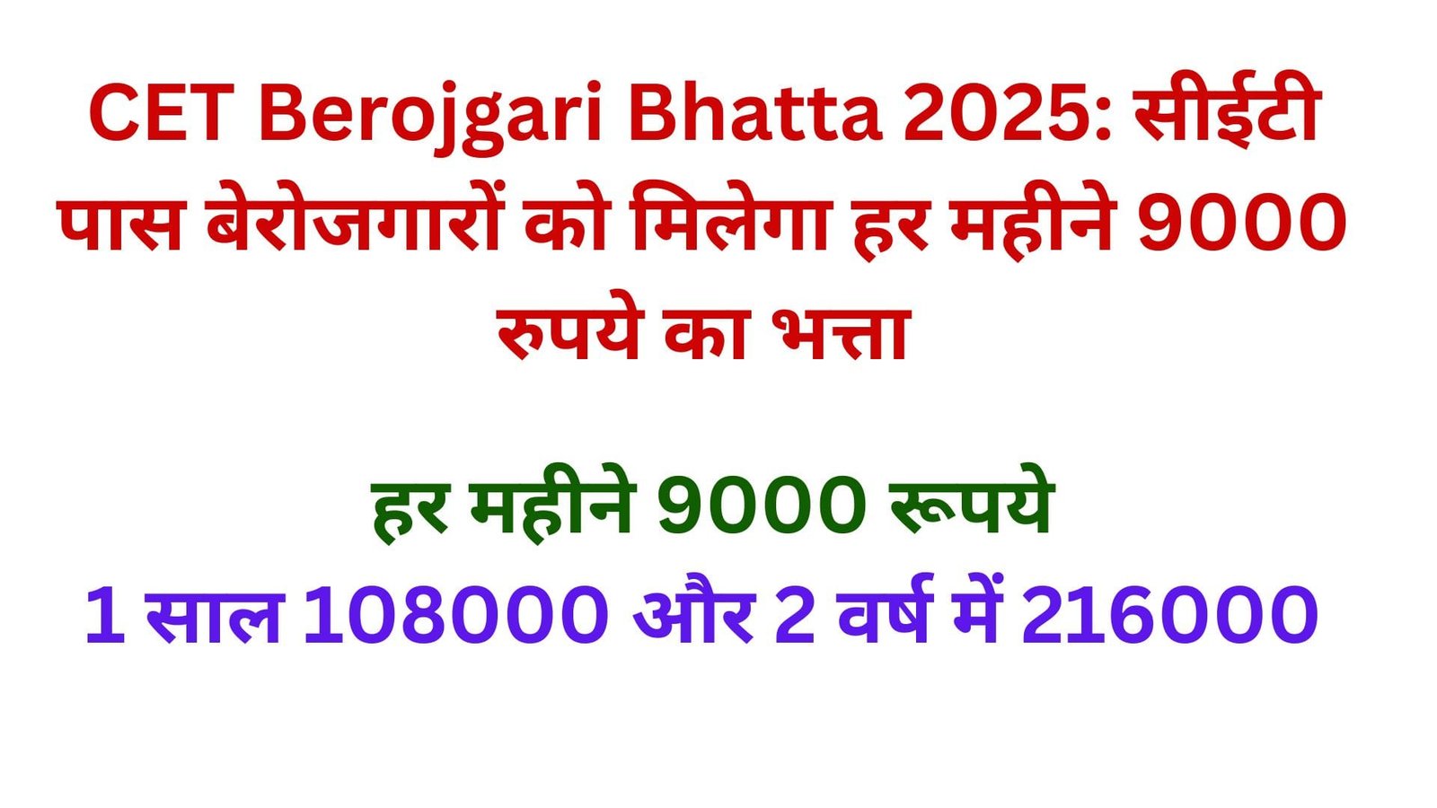 CET Berojgari Bhatta 2025: सीईटी पास बेरोजगारों को मिलेगा हर महीने 9000 रुपये का भत्ता